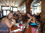 Having cousin fun while we waited for our food.