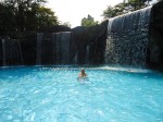 Dad wanted to take a solo dip.