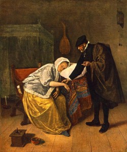 dutch realism-the doctor and his patient, jan steen, mid 1600s