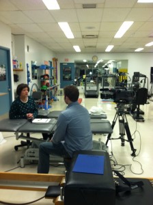 My Physical therapist getting interviewed by Max.