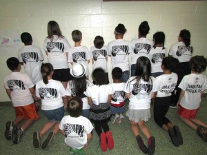 Some of the kids with their shirts.  (I have so many great pictures but I do not show student's faces online).