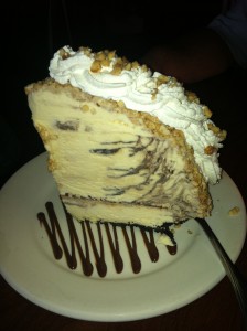 The crazy, ginormous dessert the restaurant gave us. We took about 2/3's of it to my family afterwards.